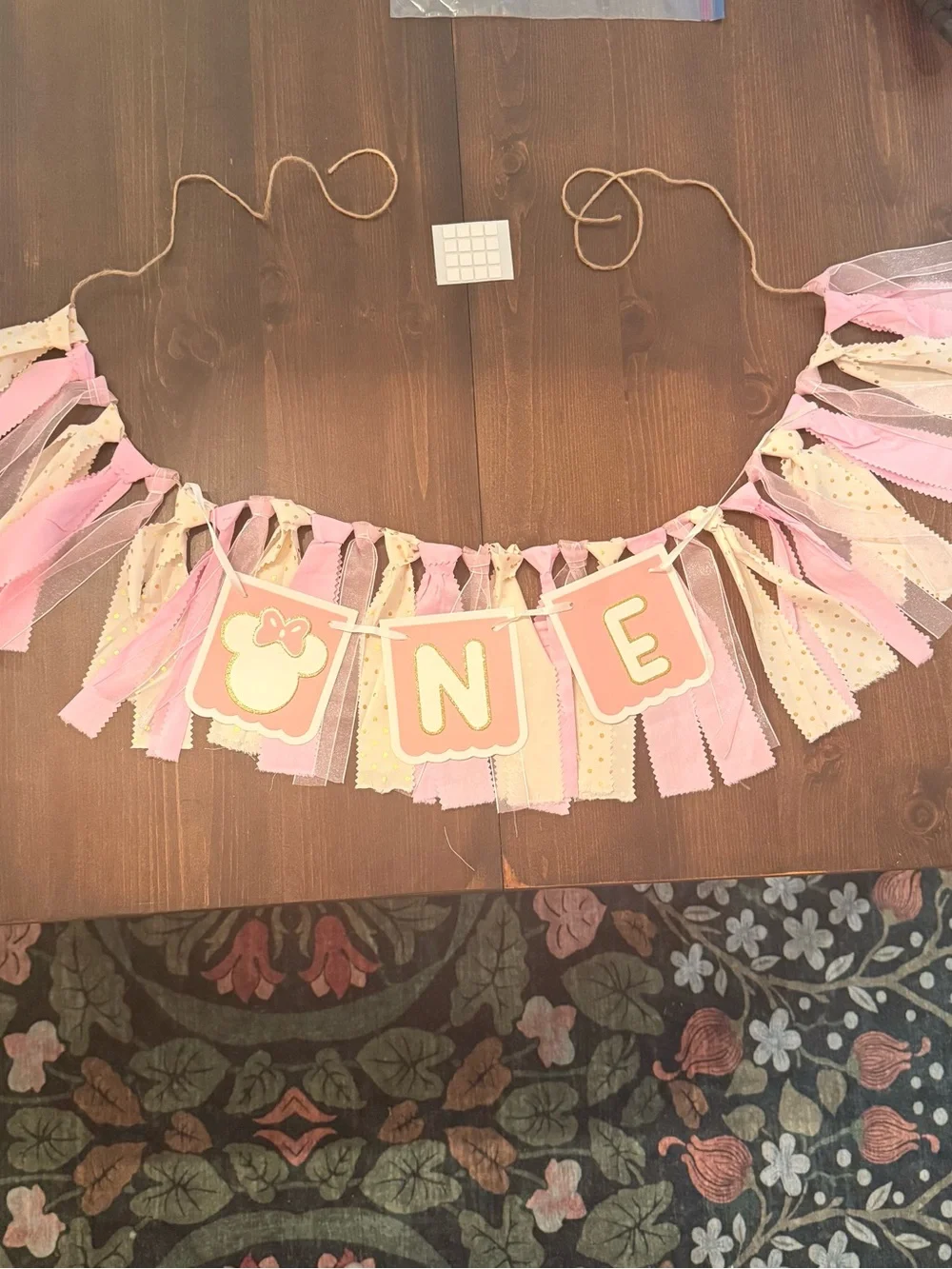 Pink Minnie Baby 1st First Birthday Party Banner Garland Disney Decoration